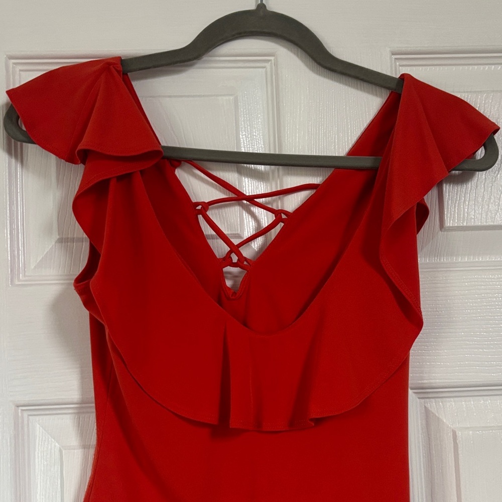 Bcbgeneration Orange Ruffled Bodysuit - image 4